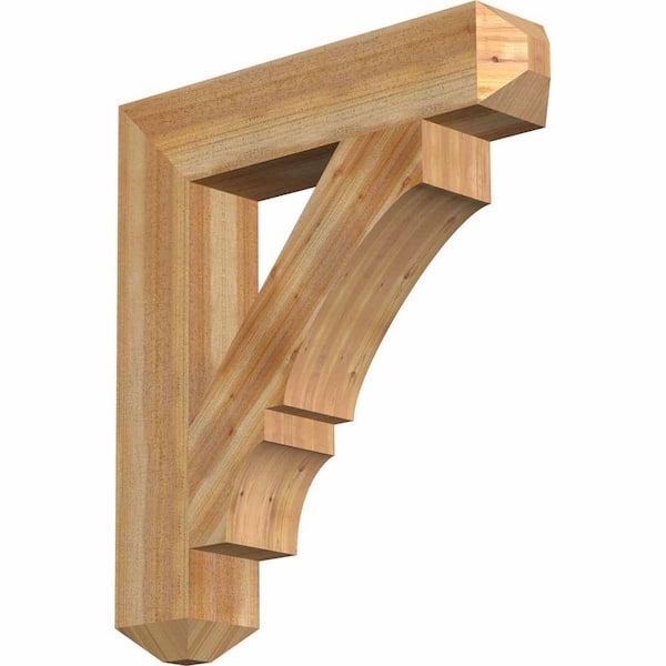 Ekena Millwork 6 in. x 34 in. x 30 in. Western Red Cedar Balboa Craftsman Rough Sawn Bracket