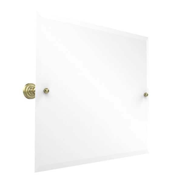 Allied Brass Dottingham Collection 26 in. x 21 in. Rectangular Landscape Single Tilt Mirror with Beveled Edge in Satin Brass
