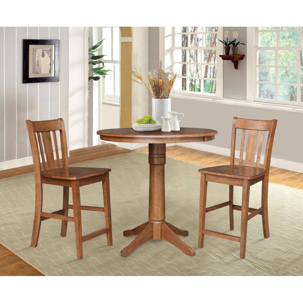 Eco-Friendly Round Oak Pedestal Table with Extendable Leaf