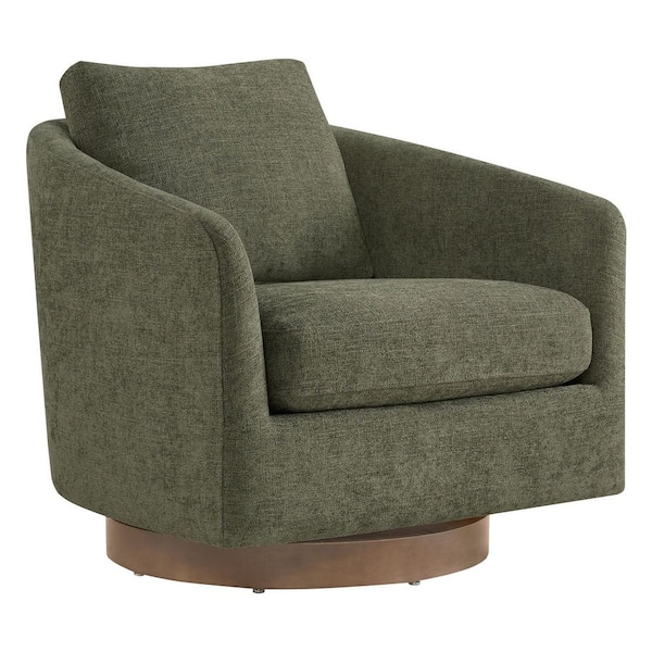 Miller Moss Fabric Round Arm 360° Swivel Accent Chair Arm Chair for Bedroom or Living Room,No Assembly Required