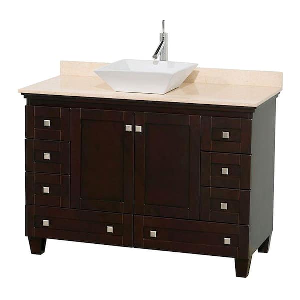 Wyndham Collection Acclaim 48 in. W Vanity in Espresso with Marble Vanity Top in Ivory and White Sink