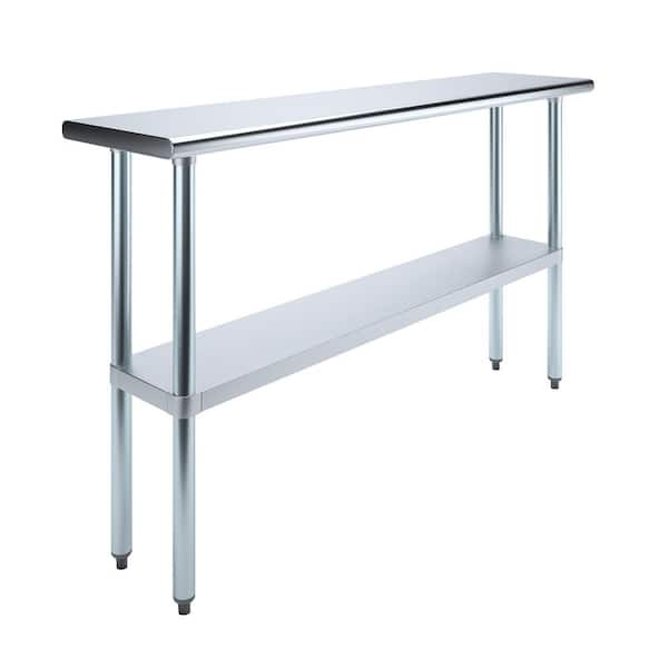 AMGOOD 14 in. x 60 in. Stainless Steel Kitchen Utility Table with ...