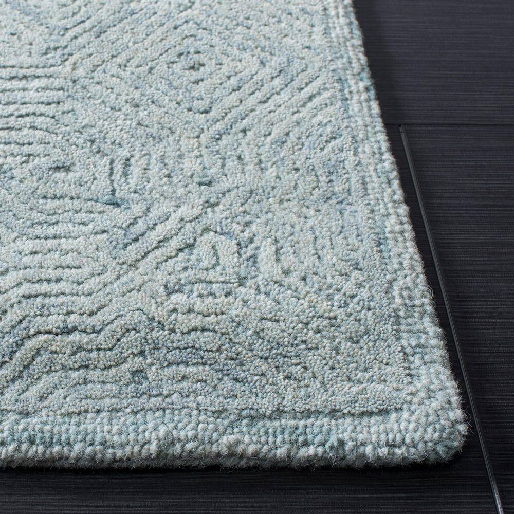 Blue Hand-Tufted Wool Rectangular 8' x 10' Area Rug