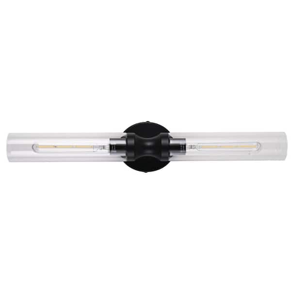 21.6 in. 2-Light Black LED Vanity Light Bar with Modern Wall Sconce Design for Bathroom and Hallway
