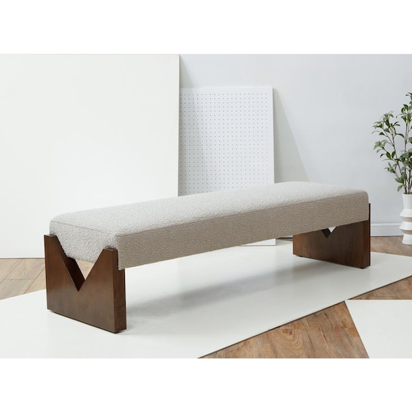 SAFAVIEH Alayna Oatmeal/Walnut Entryway Bench 62.6 in.