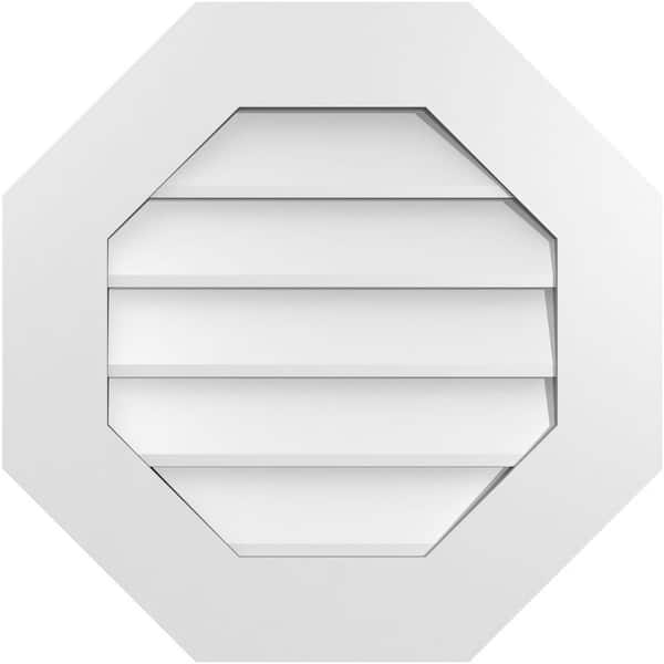 Ekena Millwork 22 in. x 22 in. Octagonal Surface Mount PVC Gable Vent: Decorative with Standard Frame