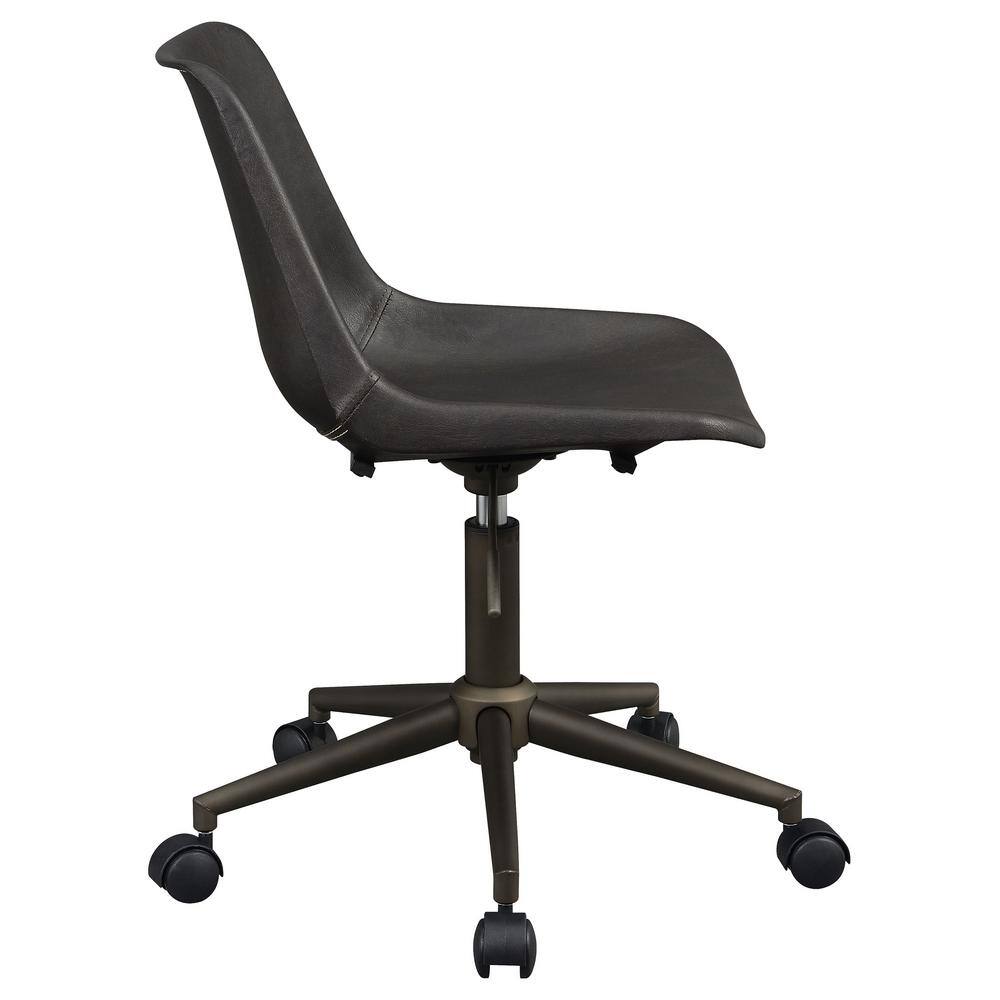 Contemporary Brown Fabric and Rustic Taupe Metal Desk Chair