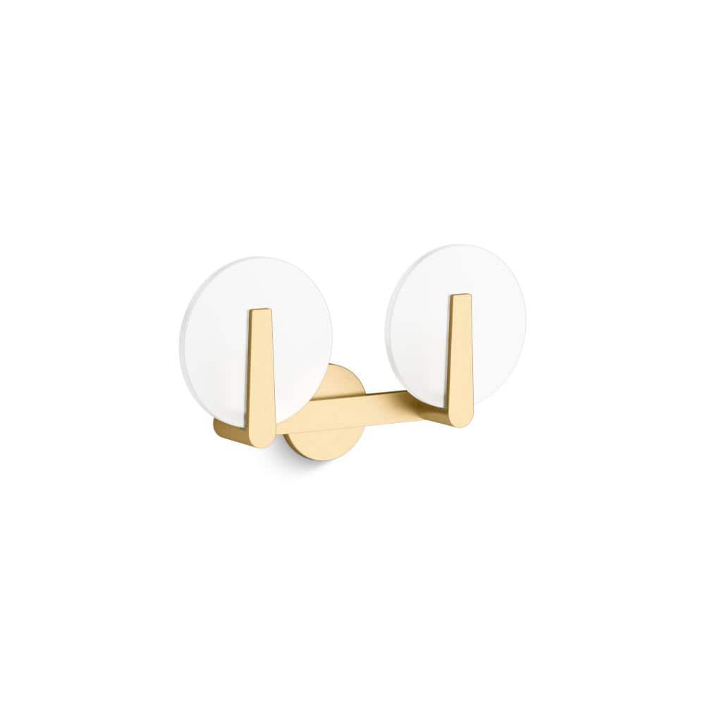 Hint 2-Light Brushed Moderne Brass Frosted Glass Wall Sconce price history on PriceWatchPro