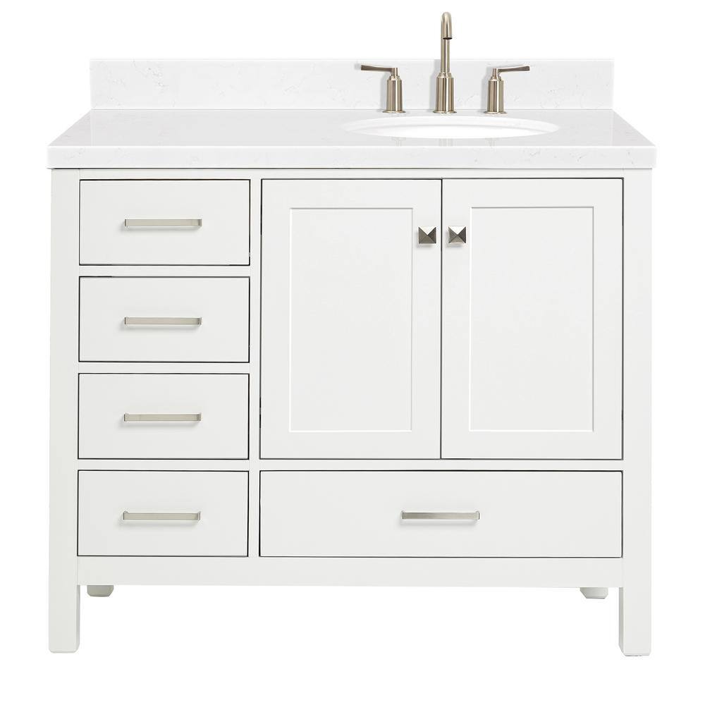 Cambridge 42" White Hardwood Freestanding Single Vanity Set