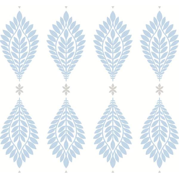 LILLIAN AUGUST Luxe Retreat Carolina Blue and Eggshell Mirasol Palm Frond 27 in. x 27 ft Unpasted Paper Wallpaper