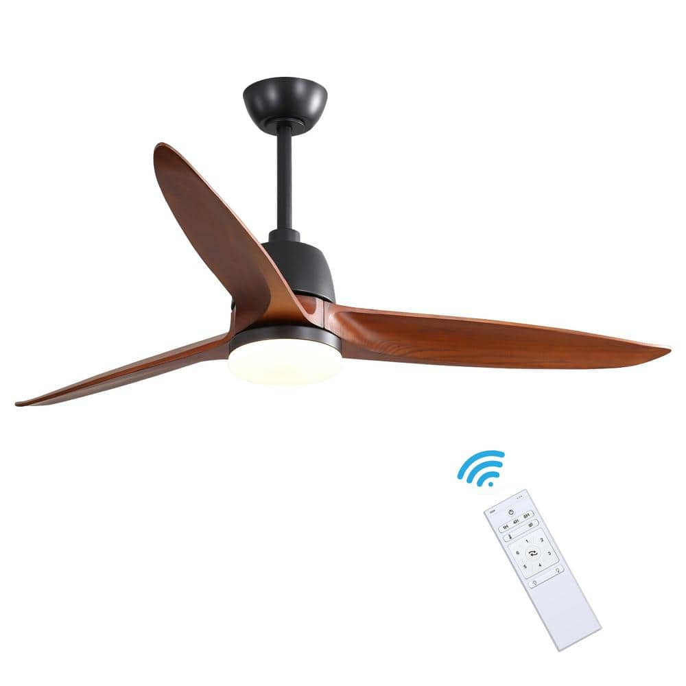 TAIFOND 56 in. Integrated LED Matte Black Indoor/Outdoor Ceiling Fan ...