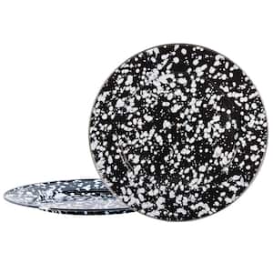 12.5 in. Black Swirl Enamelware Round Chargers (Set of 2)