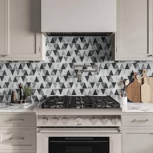 Modni Triangular 11 in. x 13 in. Honed Cool Blend Marble Mosaic Tile (10.51 sq. ft./Case)