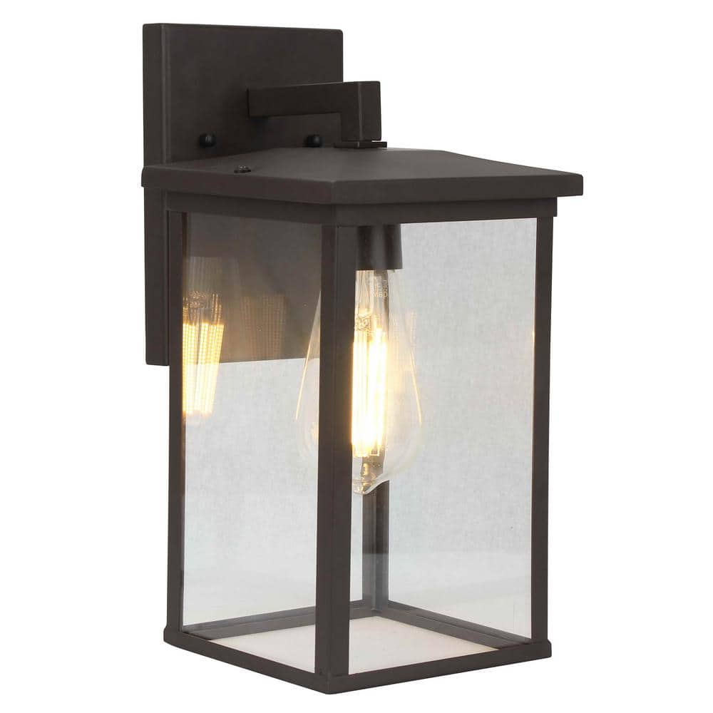 Small 1-Light Bronze Outdoor Wall Lantern Sconce