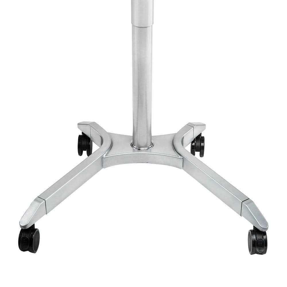 Espresso Adjustable Height Rolling Laptop Desk Stand with Silver Base