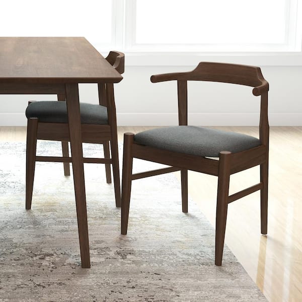 Ashcroft Furniture Co Kathy Gray Fabric Mid-Century Dining Chairs (Set of 2)