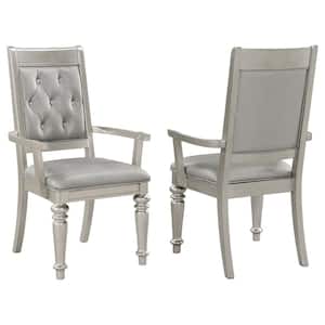 Bling Game Metallic Faux Leather Open Back Arm Chairs Set of 2