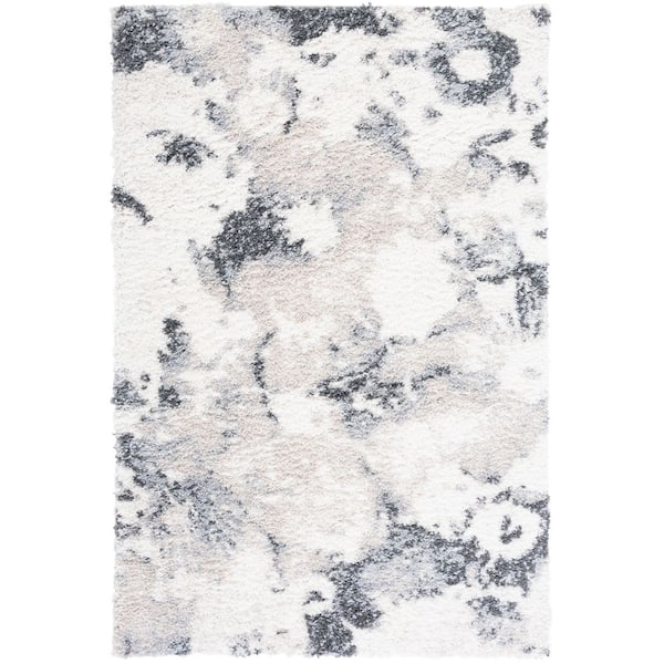 Berber Shag 8 ft. x 10 ft. Gray/Ivory Abstract Monochrome Area Rug