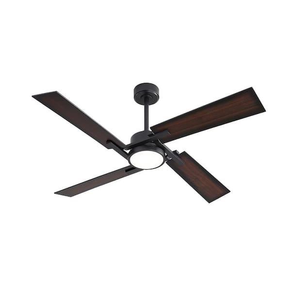 56 in. (4.7 ft.) 4 Blades Indoor Ceiling Fan with Integrated LED and Remote, Black