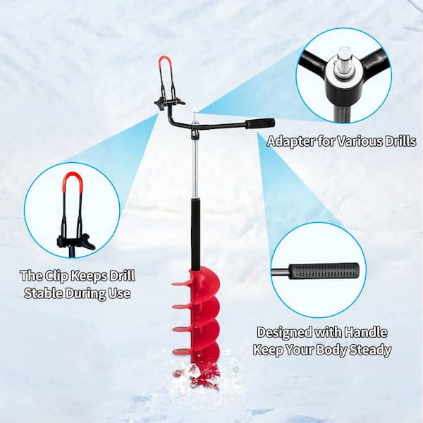 Cisvio Ice Fishing Auger, 3 Adjustable Depths Up to 55 in., Including  2-Pieces Replaceable Blades and Storage Bag Scarlet OVDYS130-Scarlet-6 -  The Home Depot