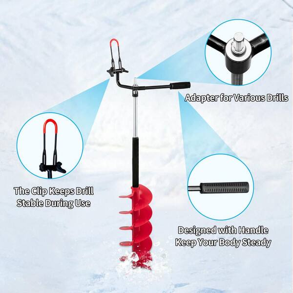 Cisvio Ice Fishing Auger, 3 Adjustable Depths Up to 55 in., Including  2-Pieces Replaceable Blades and Storage Bag-Scarlet OVDYS130-Scarlet-8 - The  Home Depot