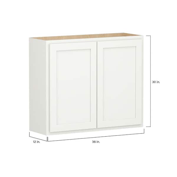 SIMPLY WOODMARK PRO Shaker Partial Overlay 30 in. W x 12 in. D x 30 in. H Plywood Assembled Wall Kitchen Cabinet in Linen White