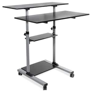 Height Adjustable Rolling Stand-Up Desk Computer and Laptop Workstation in Silver