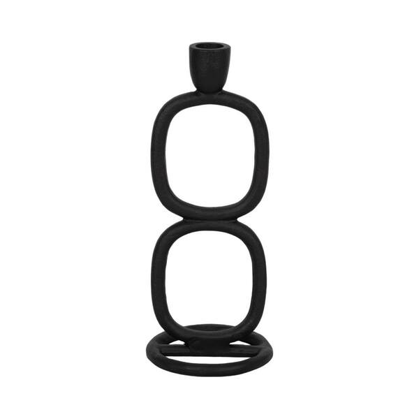 Liv & Skye Metal, 10 in. Double Stack Taper Candleholder, Black