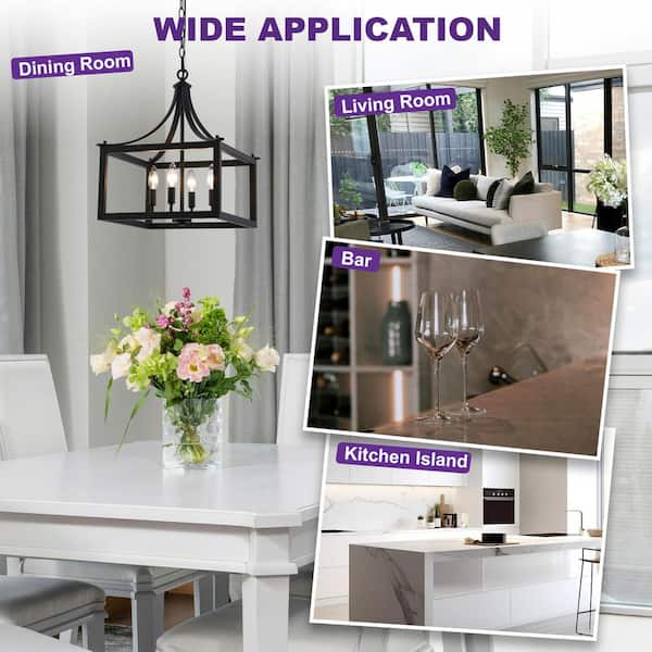 Sofiton 4-Light Matt Black Farmhouse Chandelier Fixture Sofiton 4-Light Matt Black Farmhouse Chandelier Fixture