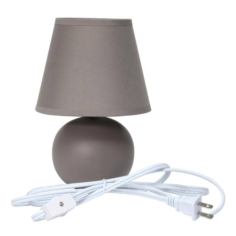 Gray Petite Ceramic Orb Base Table Lamp with Fabric Shade