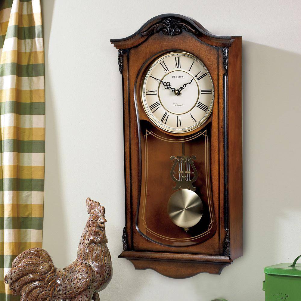 Vintage Walnut Rectangular Wooden Analog Wall Clock