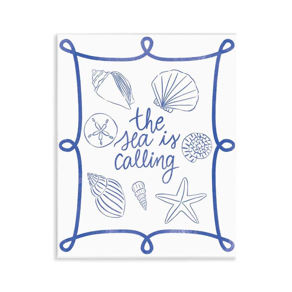 Sea Is Calling with Shells by Taylor Shannon Designs Unframed Coastal Graphic Art Print 14 in. x 11 in. price history on PriceWatchPro
