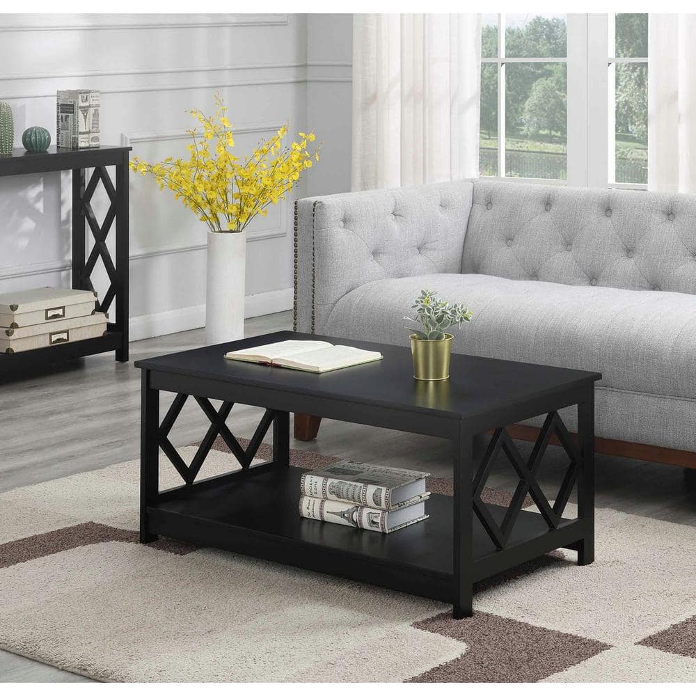 Contemporary Diamond Cut-Out Black Coffee Table