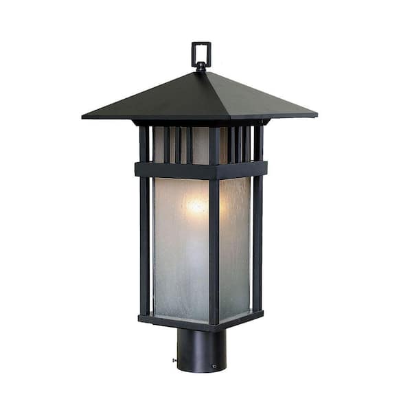 Acclaim Lighting Bali Collection Post-Mount 1-Light Outdoor Matte Black Light Fixture