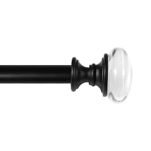 36 in. - 66 in. Adjustable Single Curtain Rod 3/4 in. Dia. in Matte Black with Crystal Knob finials