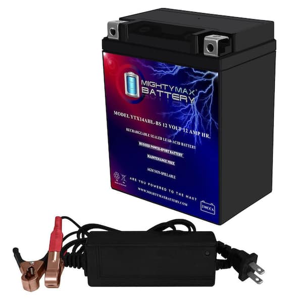 MIGHTY MAX BATTERY YTX14AHL Replaces Triumph Trophy 1200 1995-1999 + 12V 2Amp Charger