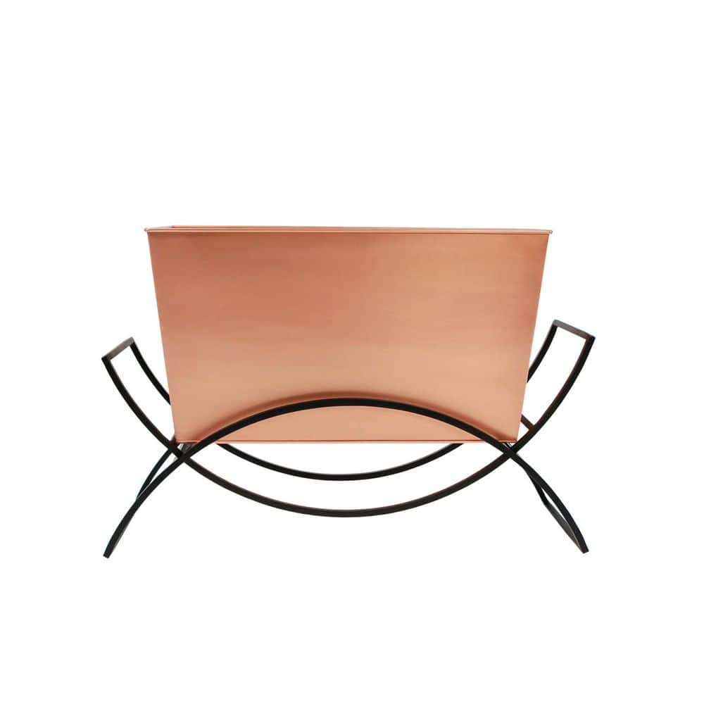 27.5 in. W Rectangle Copper Plated Galvanized Steel Flower Box with Black Wrought Iron Plant Stand Planter price history on PriceWatchPro