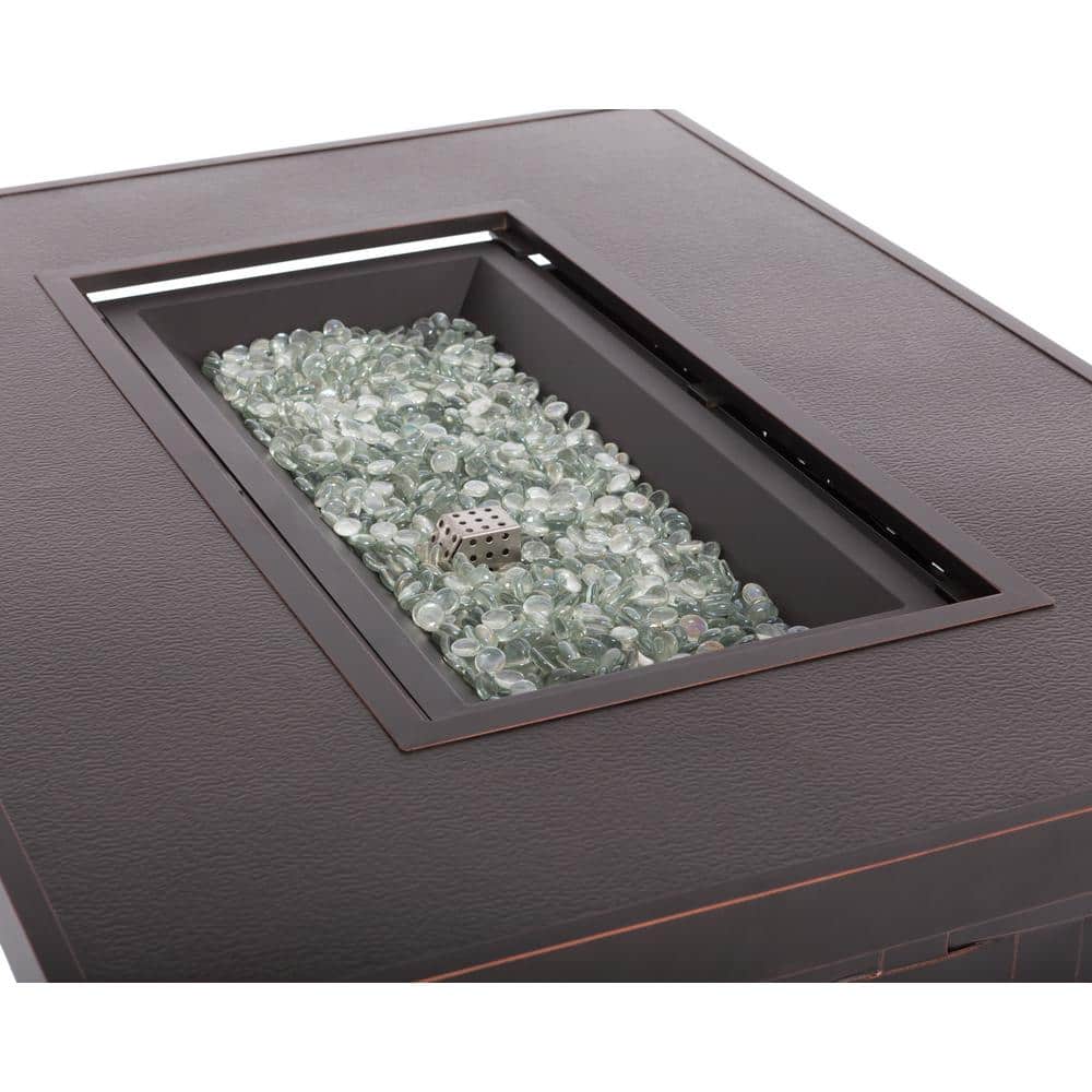 Armstrong Bronze Aluminum Gas Fire Pit Table with Clear Fire Glass