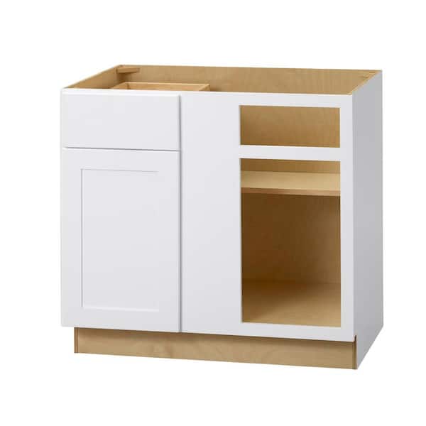 Hampton Bay Avondale 36 in. W x 24 in. D x 34.5 in. H Ready to Assemble Plywood Shaker Blind Corner Kitchen Cabinet in Alpine White