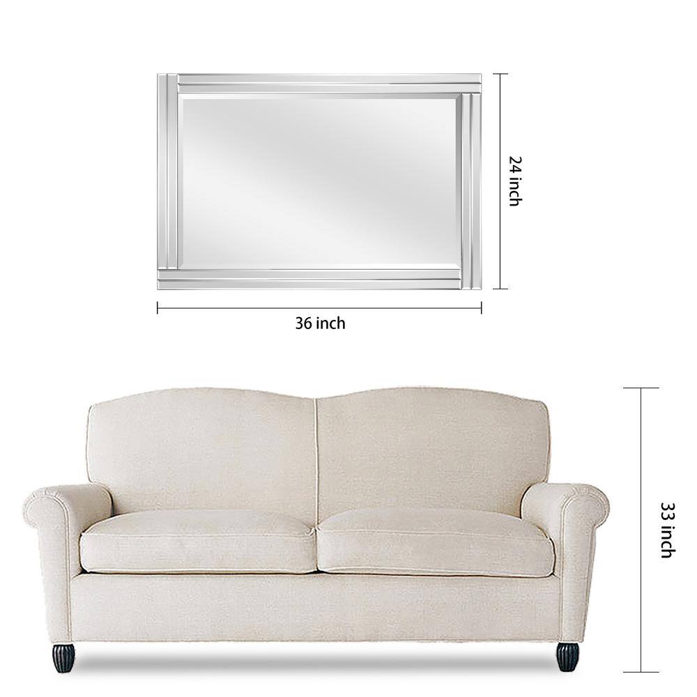 Modern Solid Wood Frame Rectangular Wall Mirror, 24" x 36", Clear Bevel