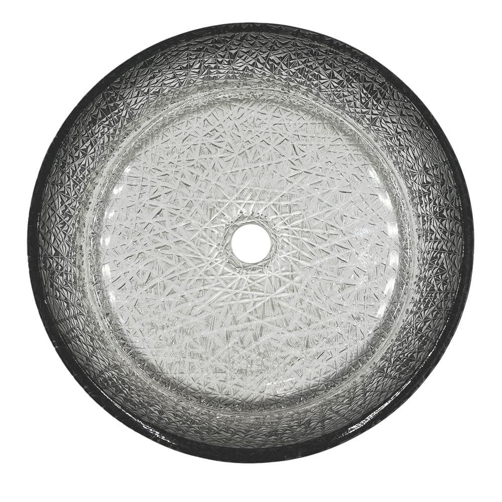 Stadium 14" Black Gradient Glass Circular Bathroom Vessel Sink