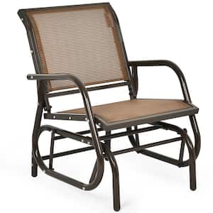 29 in. 1-Person Brown Steel Outdoor Glider