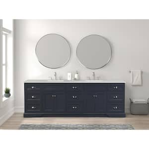 Epic 96 in. W x 22 in. D x 34 in. H Double Bathroom Vanity in Charcoal Gray with White Quartz Top with White Sinks