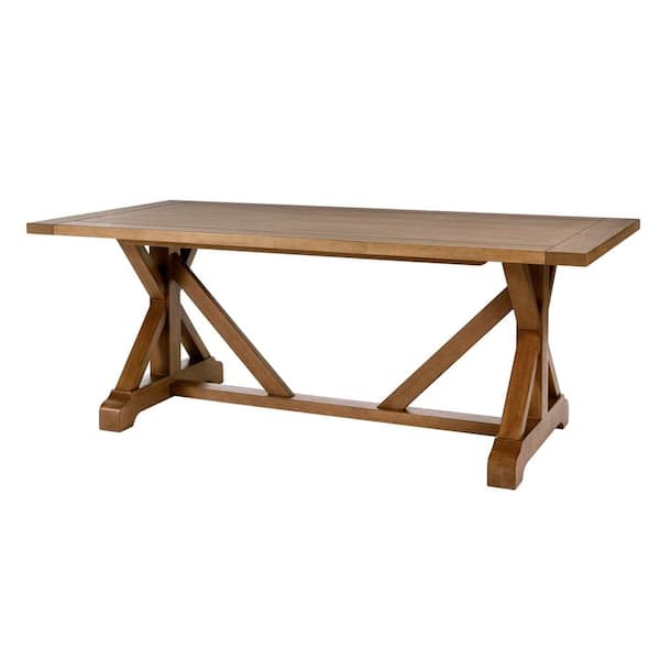 Home Decorators Collection Aberwood Patina Oak Finish Wood Rectangle Trestle Dining Table for 6 (78.75 in. L x 30 in. H)