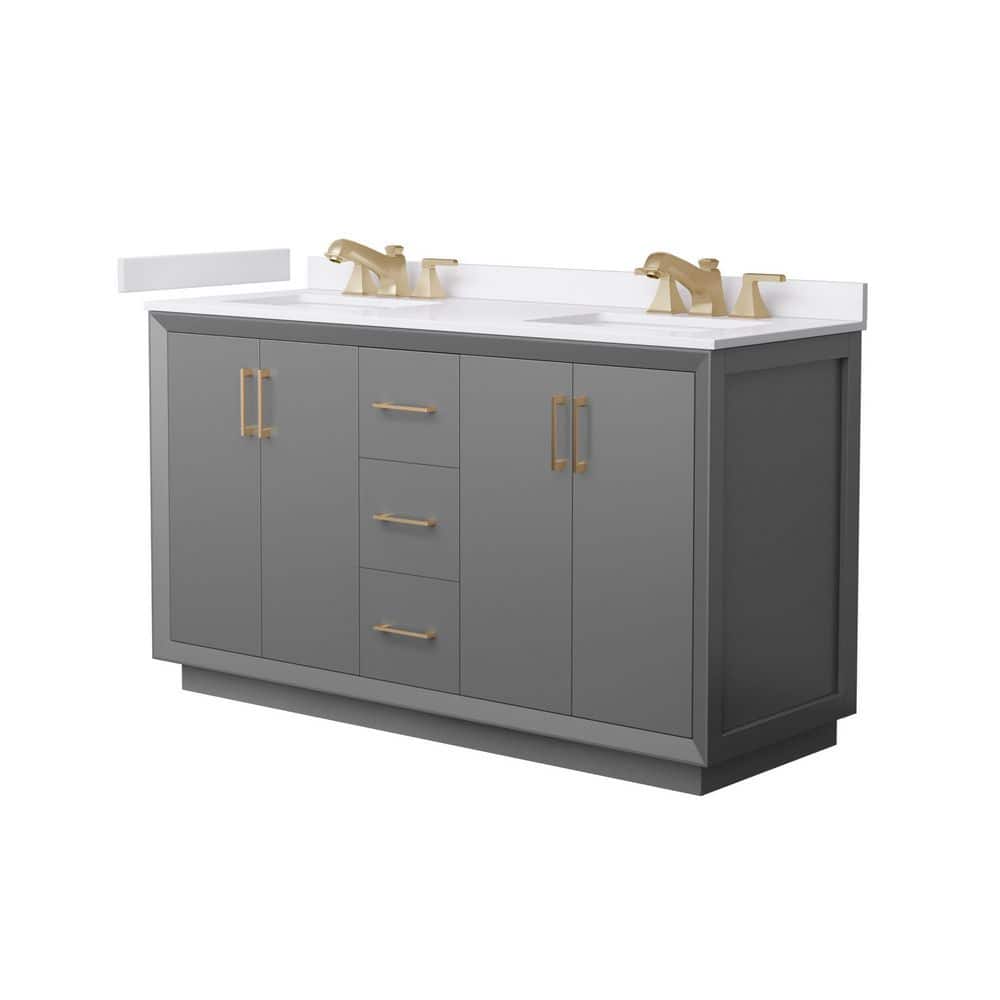 Strada 60 in. Double Freestanding Dark Gray Bath Vanity with White Cultured Marble Top Assembled price history on PriceWatchPro