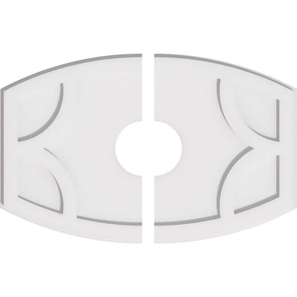 Ekena Millwork 26 in. W x 17-3/8 in. H x 5 in. ID x 1 in. P Kailey Architectural Grade PVC Contemporary Ceiling Medallion (2-Piece)