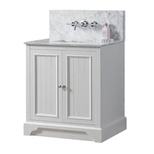 Kingswood Premium 32 in. W x 25 in. D x 36 in. H Bath Vanity in White with White Carrara Marble Top