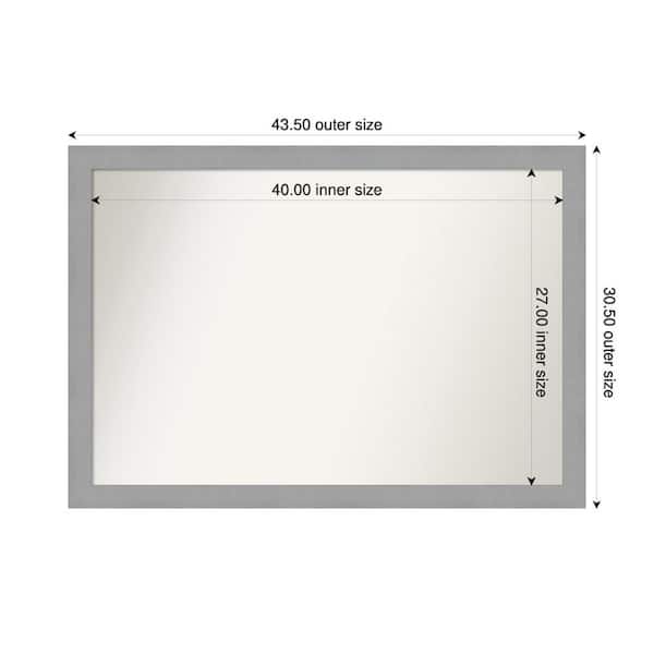 Brushed Nickel 43.5 in. x 30.5 in. Custom Non-Beveled Recycled Polystyrene Framed Bathroom Vanity Wall Mirror