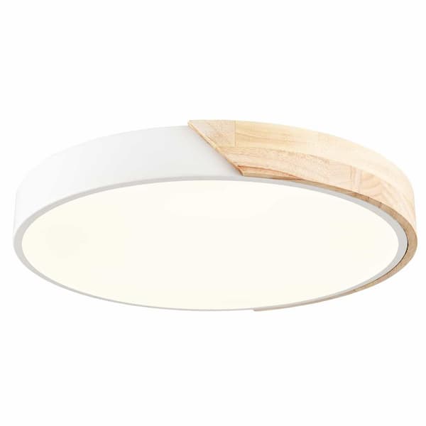 CLAXY 16.93 in. 1-Light White Flush Mount with No Glass Shade and No Light Bulb Type Included (1-Pack)