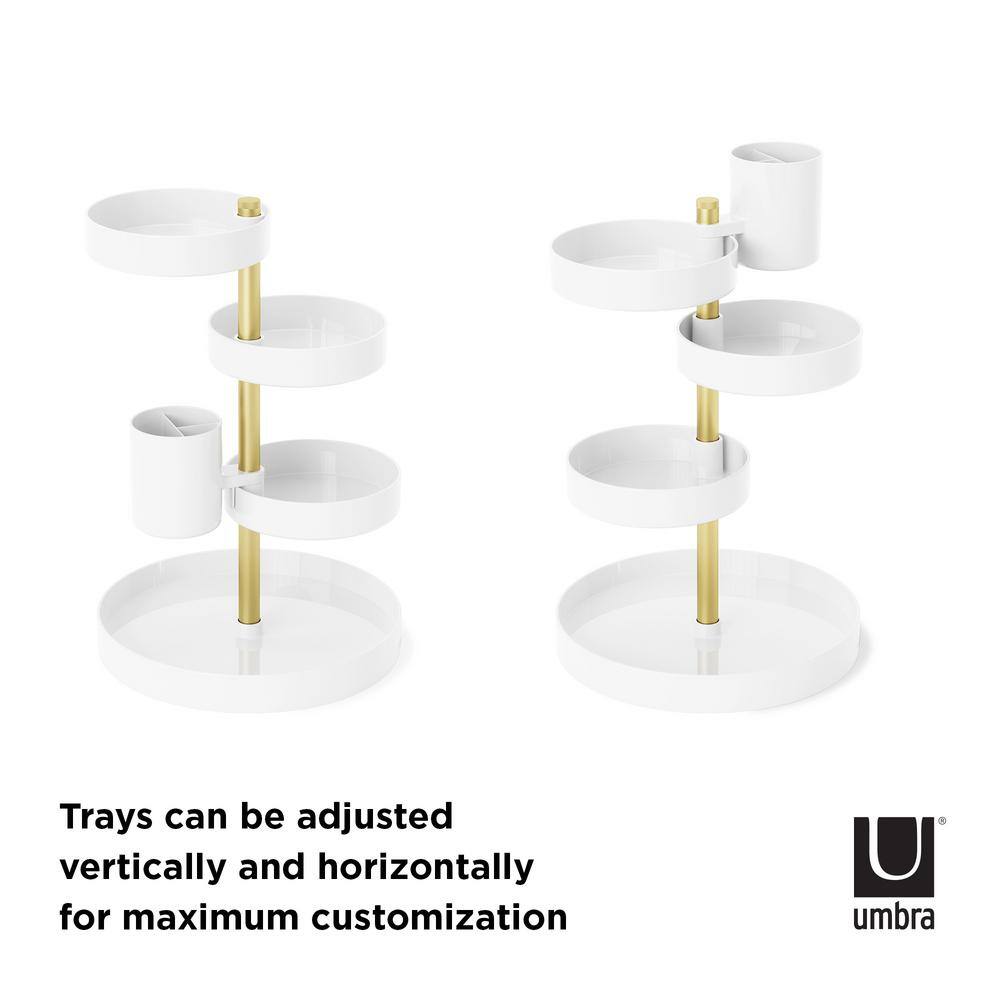 White and Brass 3-Tier Rotating Vanity Tray